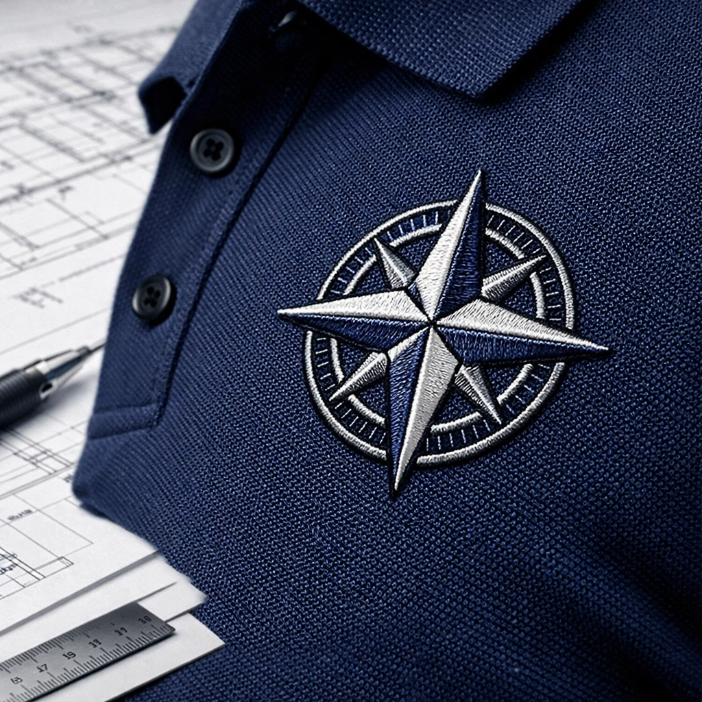 Detailed custom embroidered polos for professional project managers and construction leadership