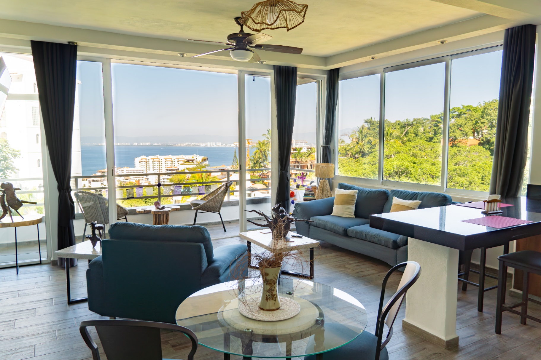 Modern living room in a Puerto Vallarta condo