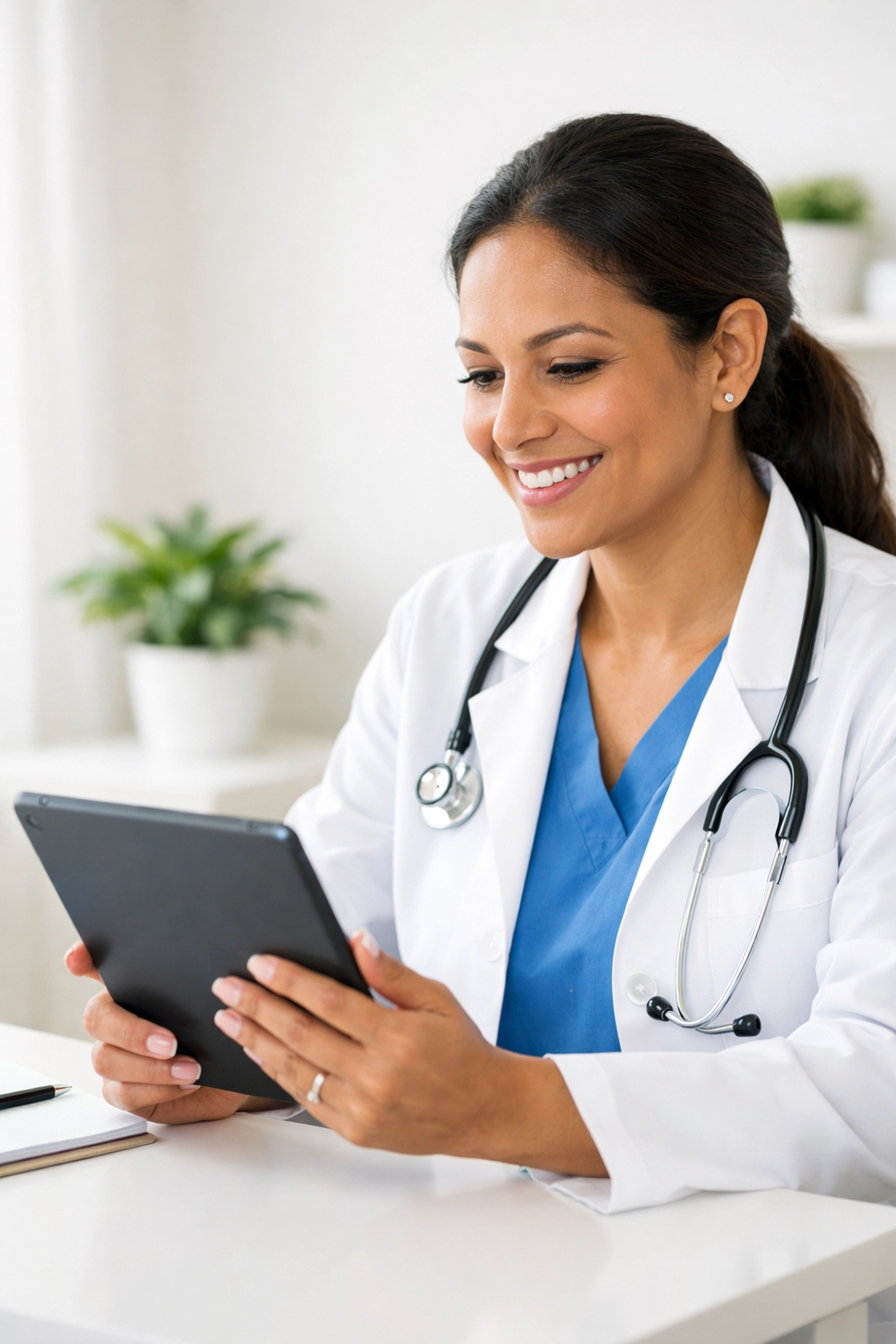 A licensed healthcare provider conducting a telehealth medical weight loss consultation.