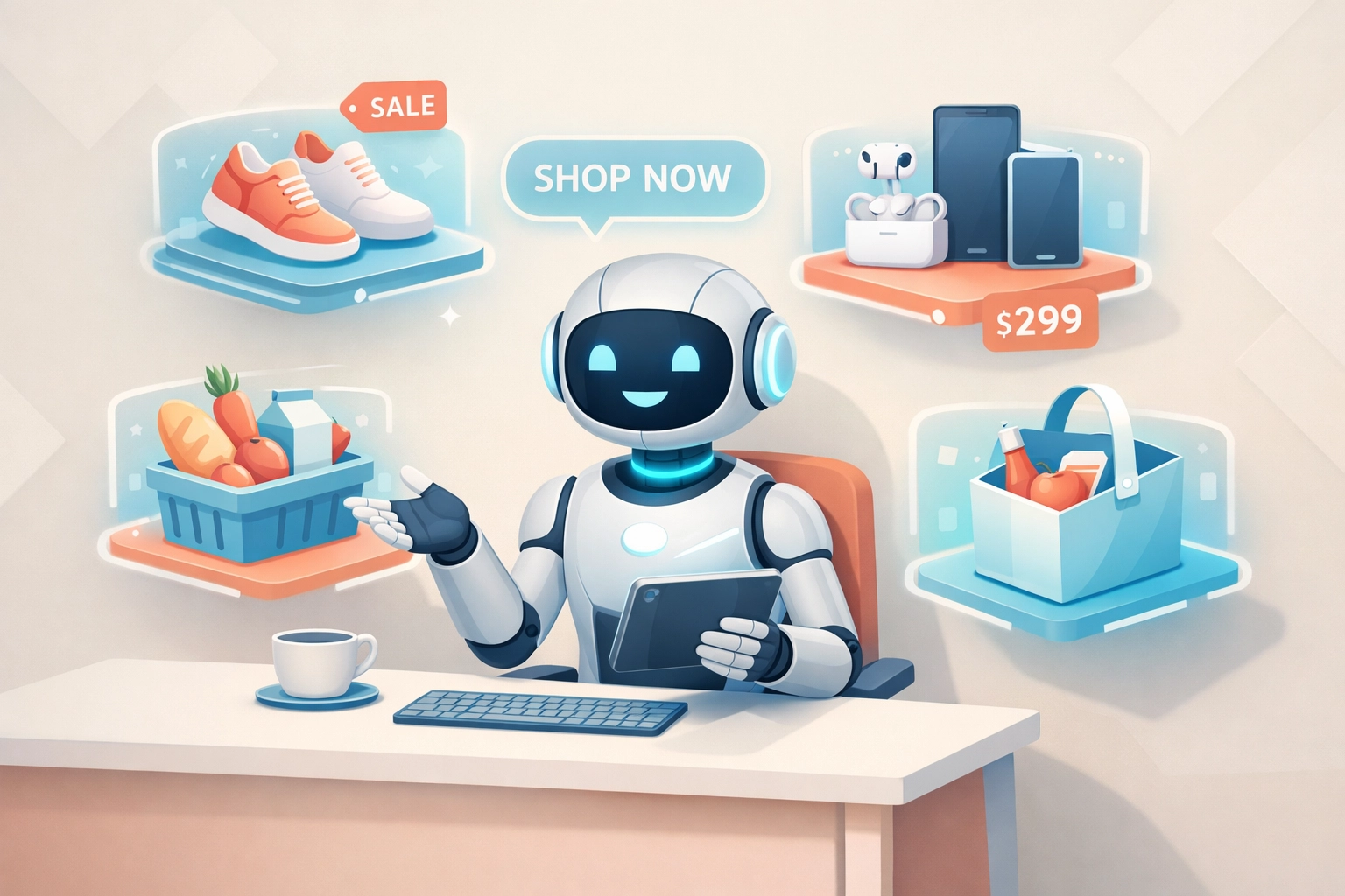 AI shopping assistant managing product recommendations and purchases autonomously