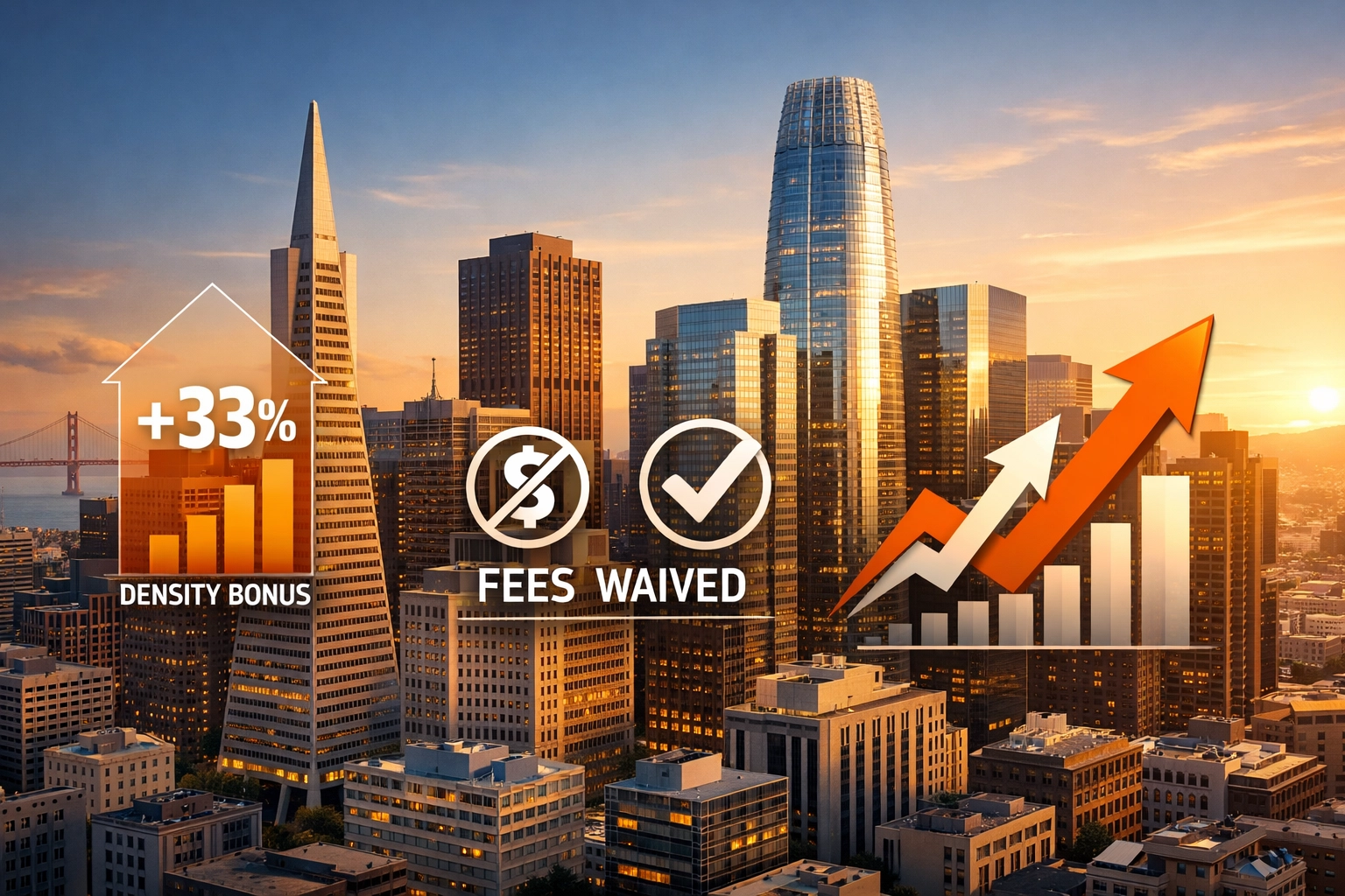 San Francisco downtown skyline showing adaptive reuse financial incentives and density bonuses