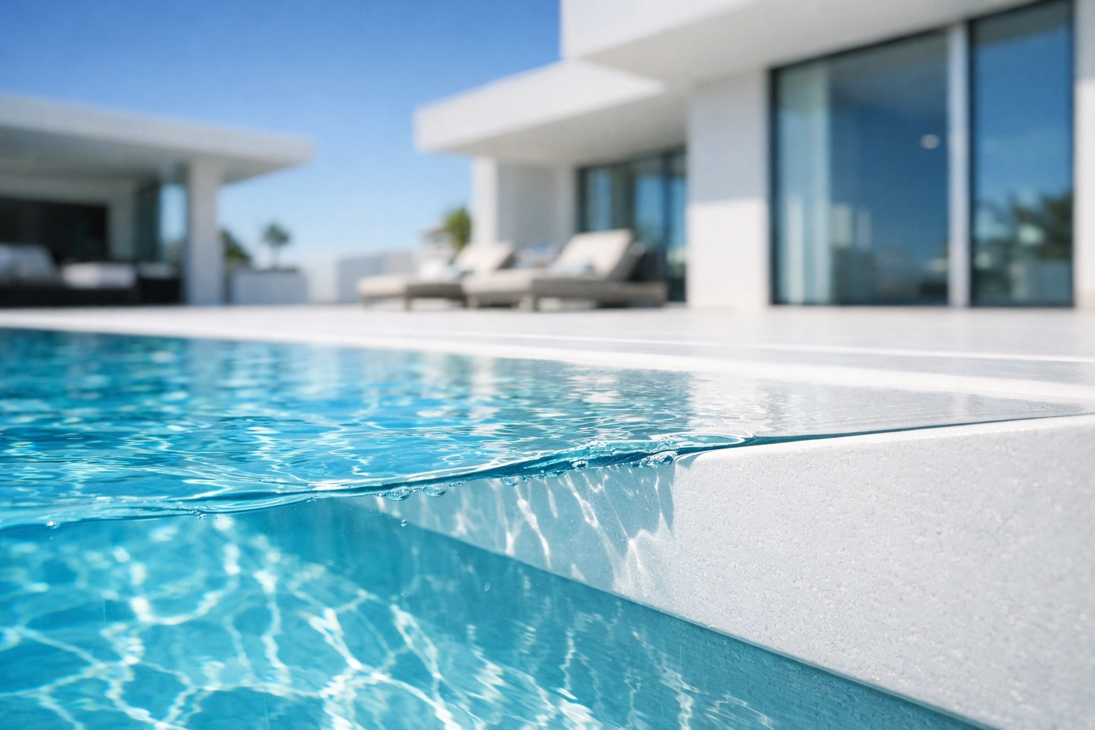 Luxury pool water line symbolizing the depth of profit in a pool route business valuation.