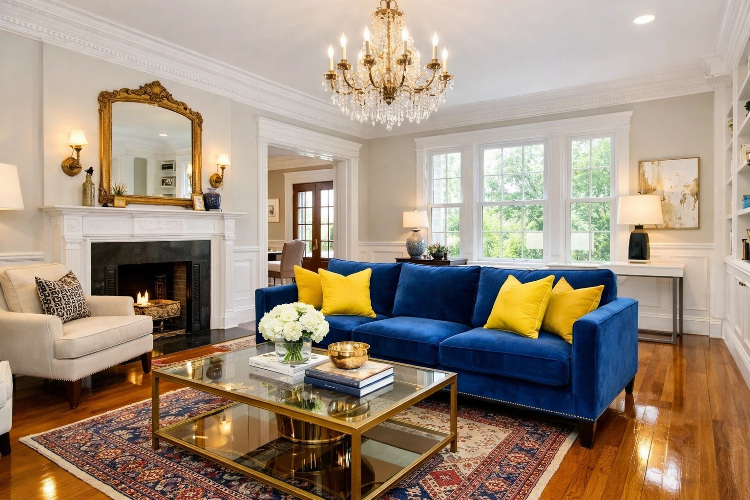 Immaculate living room with polished floors representing top-tier maid services Worcester homeowners trust.