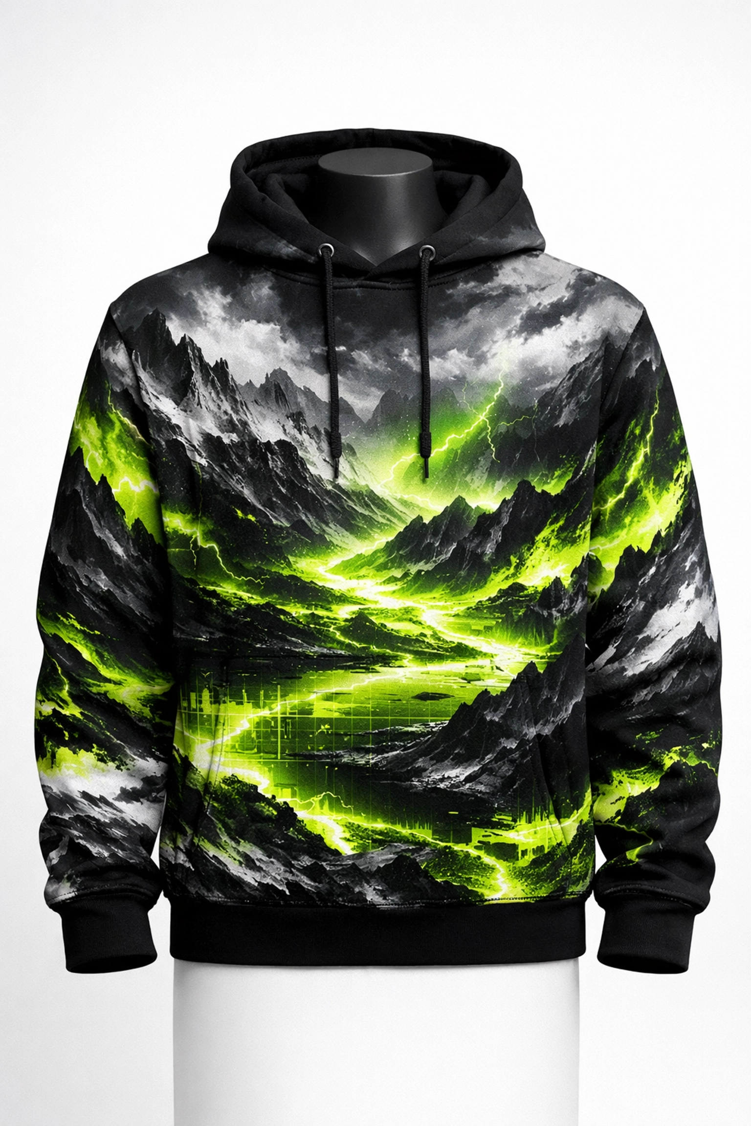 Heavyweight all over print hoodie featuring a seamless edge-to-edge custom sublimation design.