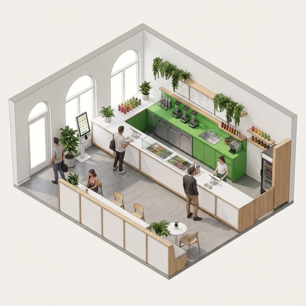 juice bar franchise supply chain - pre-bottled cold-pressed juices for NYC units