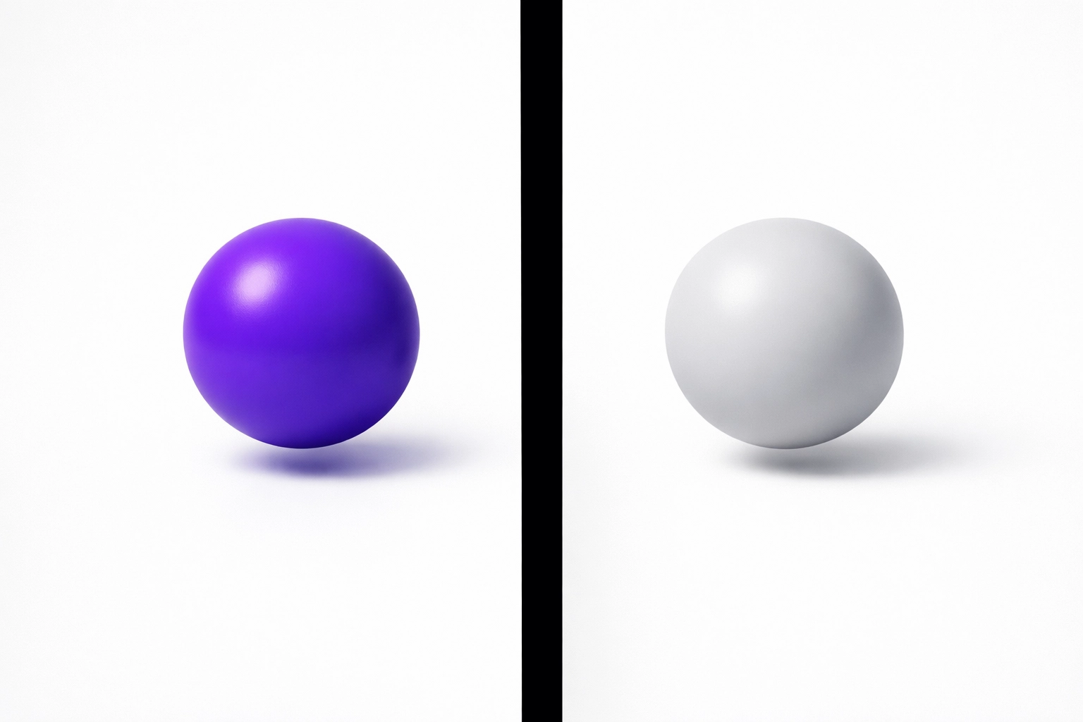 Minimalist spheres representing the separation of personal and business finances for startup bookkeeping.