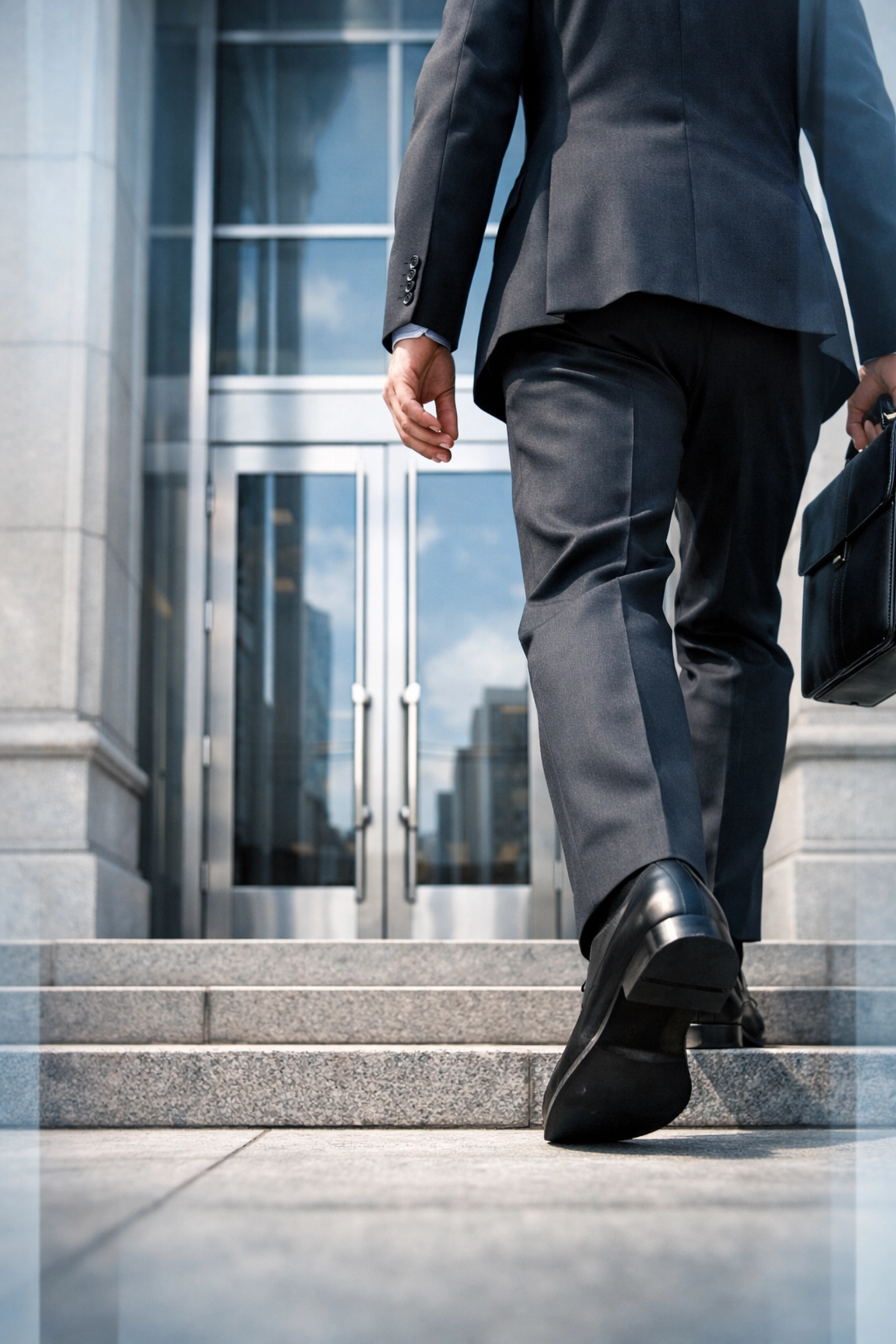 Experienced DUI lawyer approaching a modern courtroom for litigation in Hampton Roads.