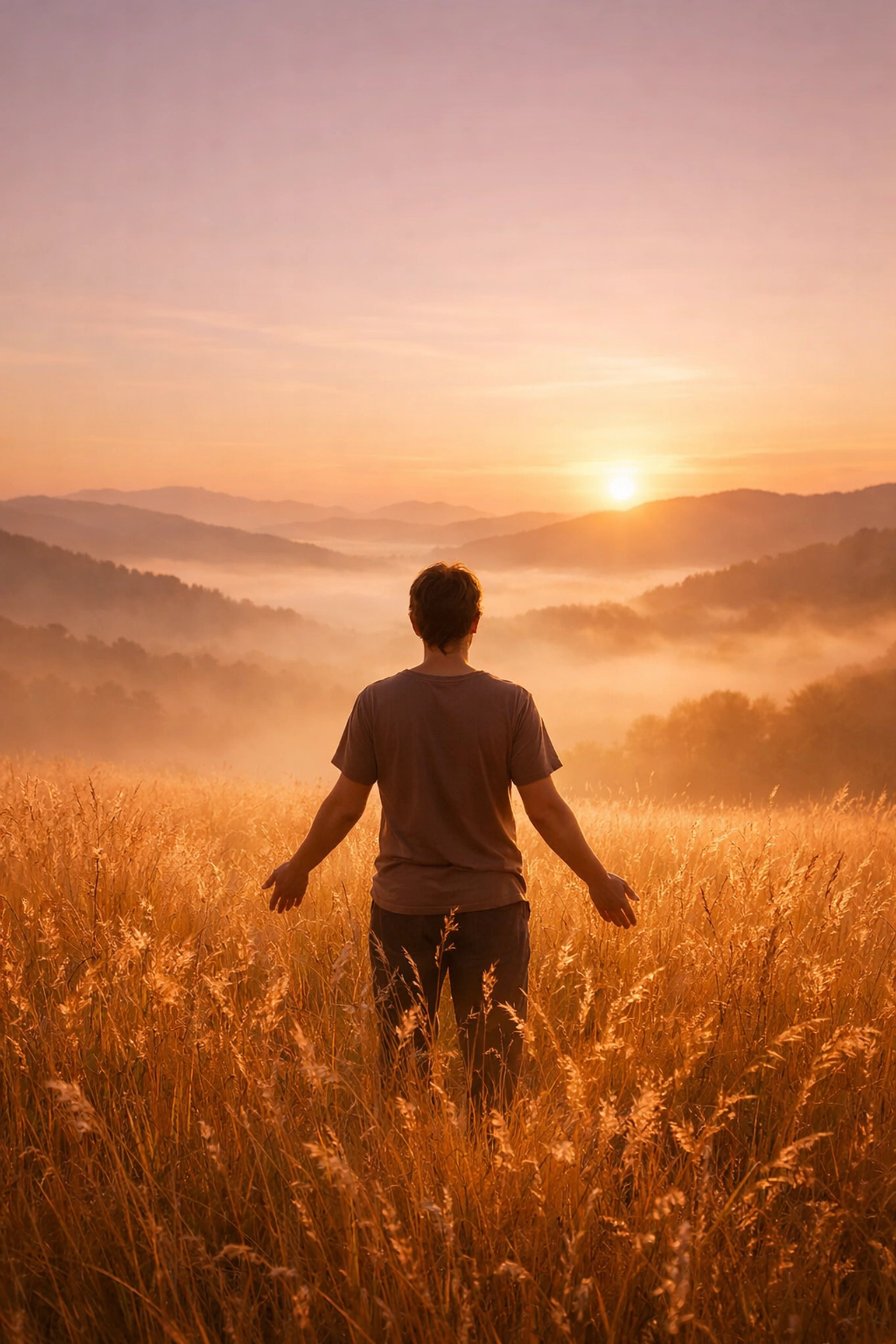 A person in a sunlit meadow symbolizing wholeness and freedom through the Chiron Effect.