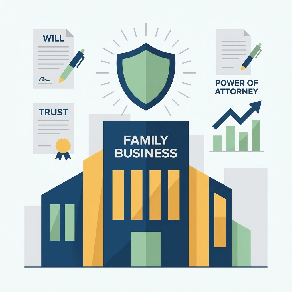 Business estate planning illustration with protected building highlighting Connecticut estate tax exemption changes in 2026.