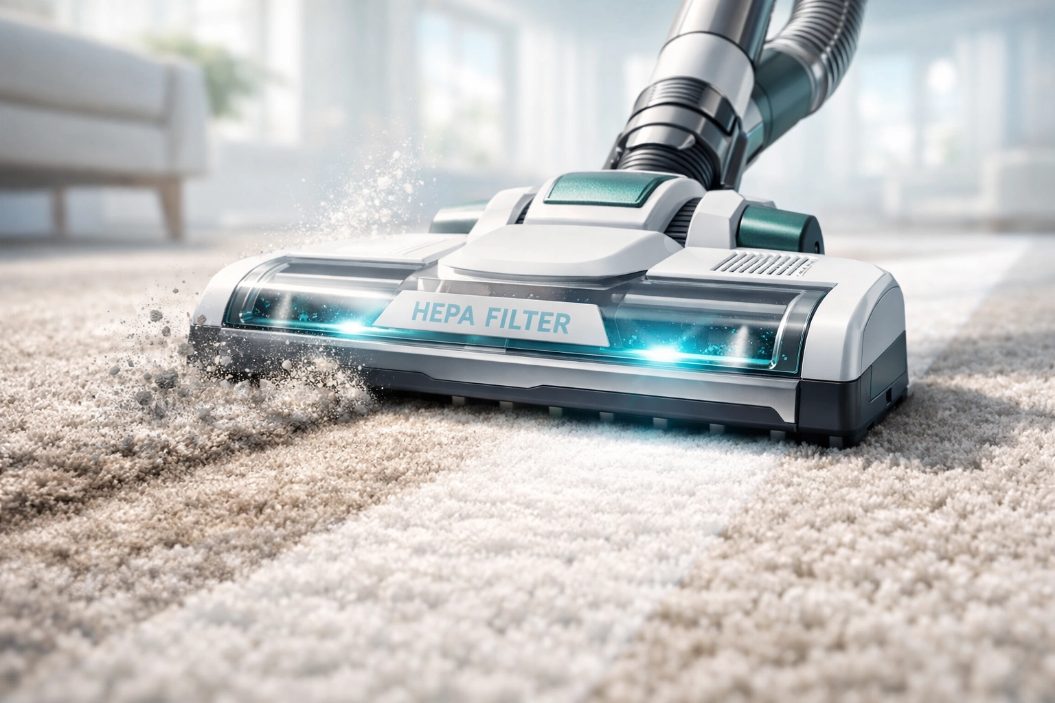 Deep carpet cleaning with a HEPA vacuum to ensure a successful move out inspection in Orlando.