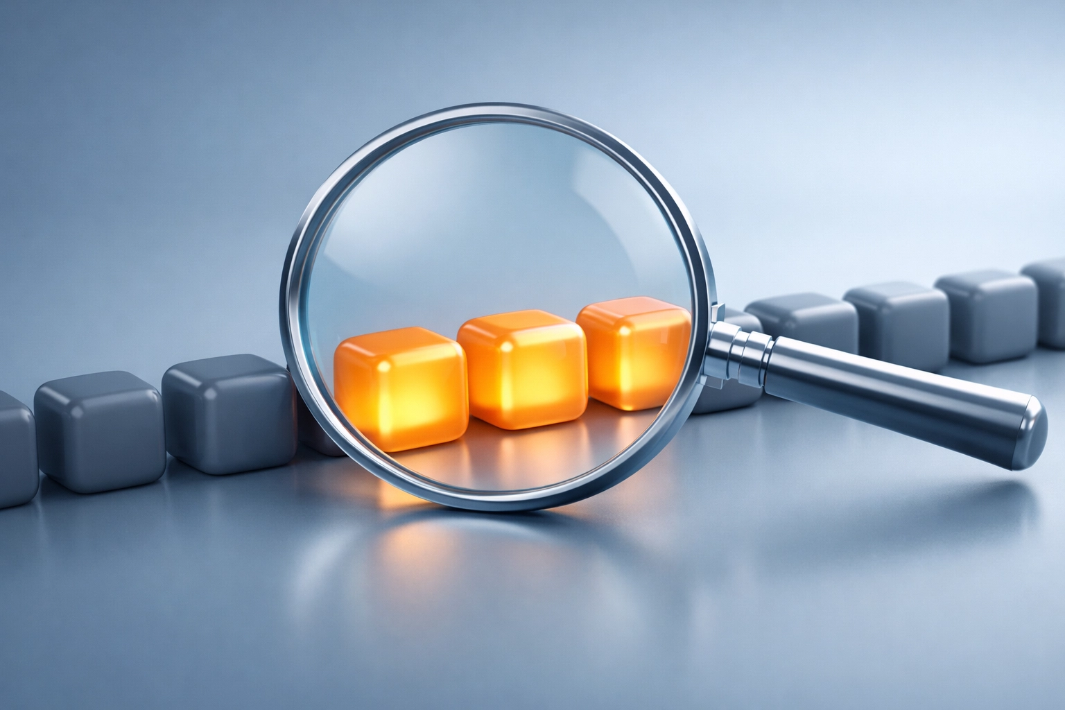 Magnifying glass filtering high-quality VIP traffic from standard web visitors for better leads.