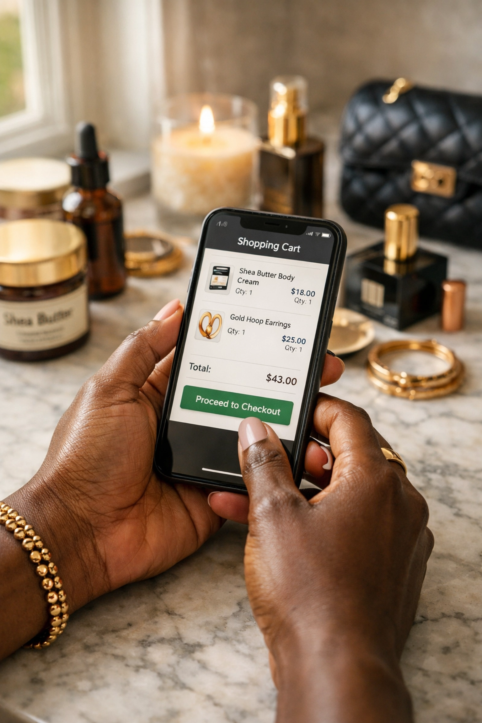 The Black Wall Streets Legacy: How We're Rebuilding Economic Power One Purchase at a Time Shopping online for Black-owned beauty and fashion products on smartphone