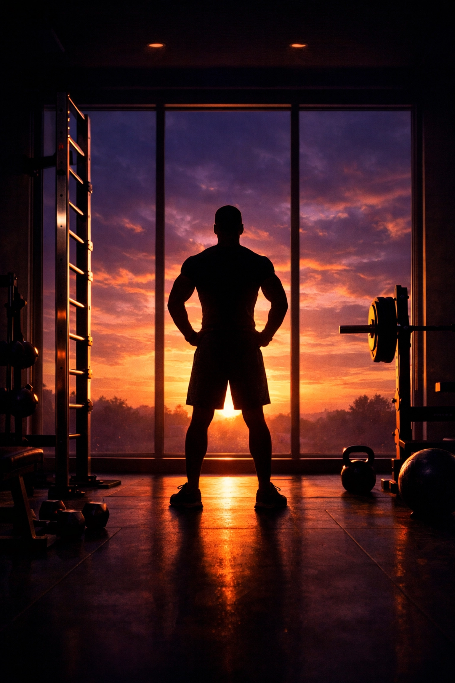 Athlete in a high-performance home gym equipped for bodyweight training at home and calisthenics.