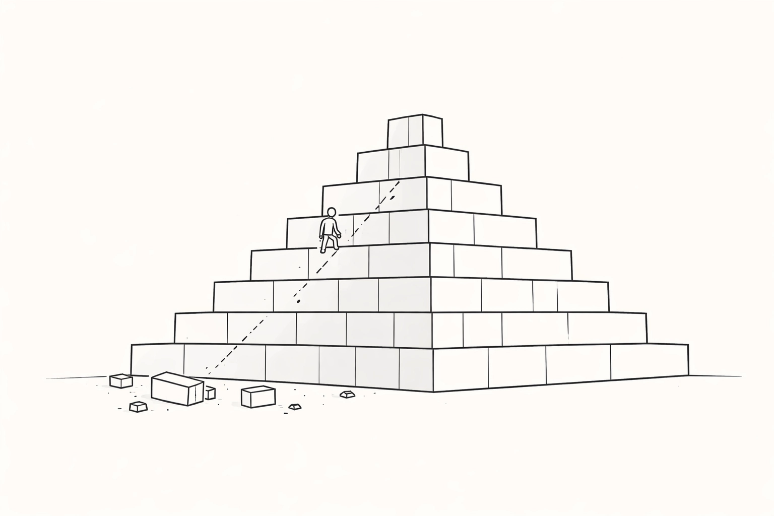 Line art pyramid illustrating disciplined growth and EOS traction through foundational habits.