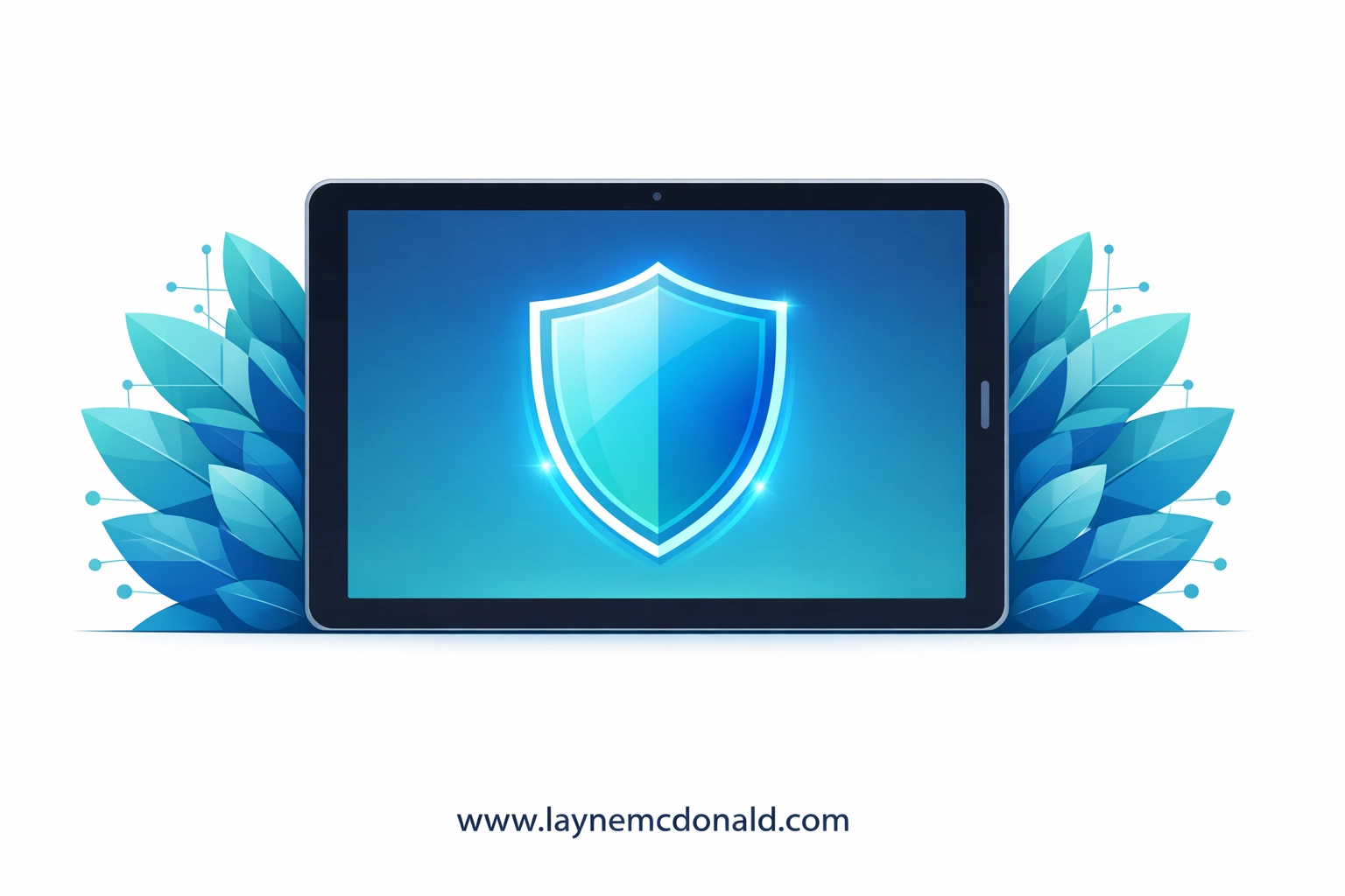 Minimalist vector of a digital tablet with a protective shield icon, illustrating online safety for children.