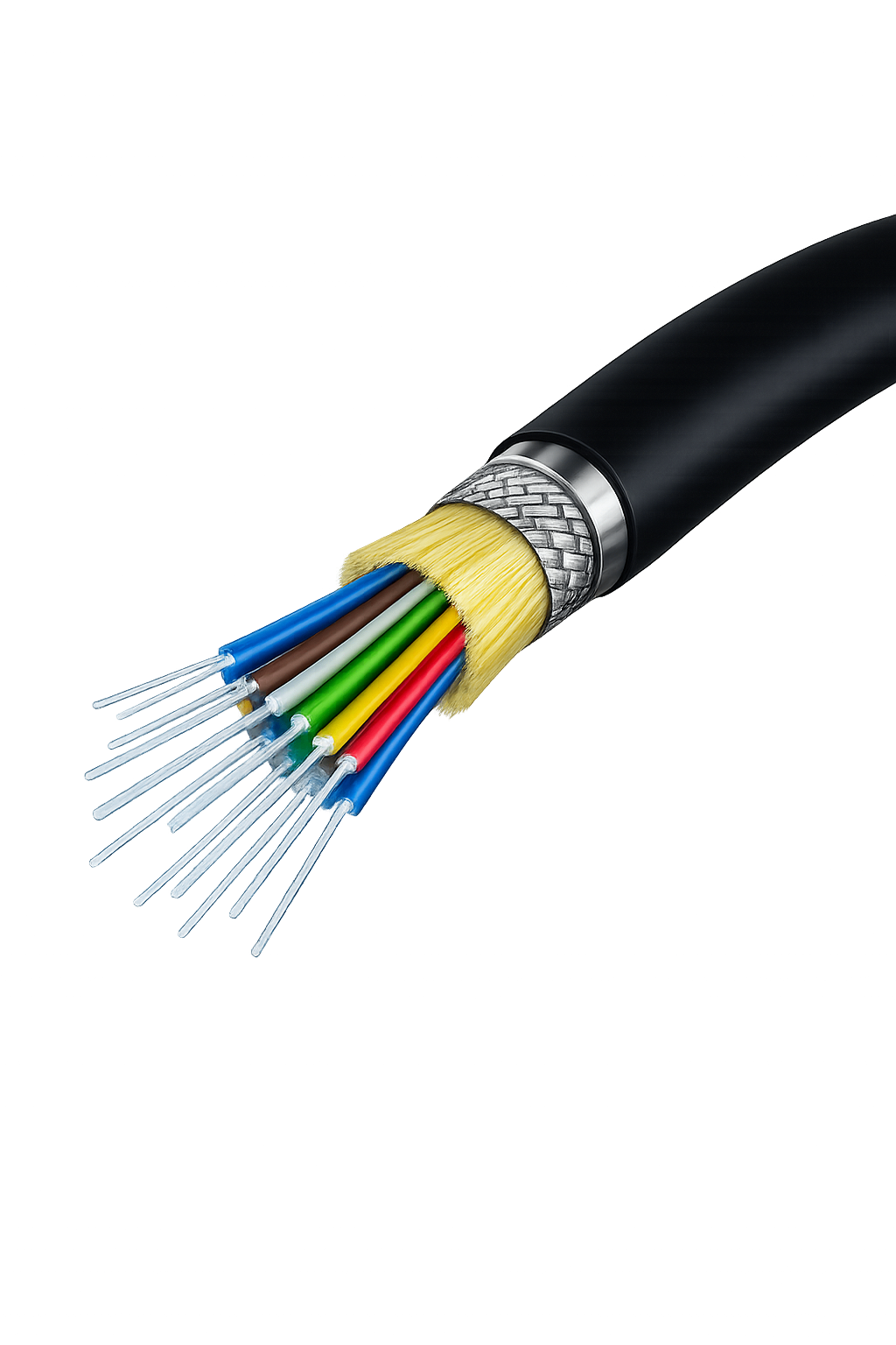 Multi-strand Fiber Optic Cable Close-up