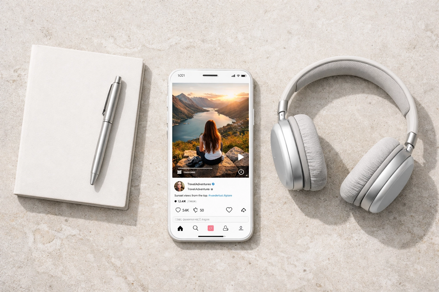 Smartphone showing a social media marketing plugin interface for blog automation.