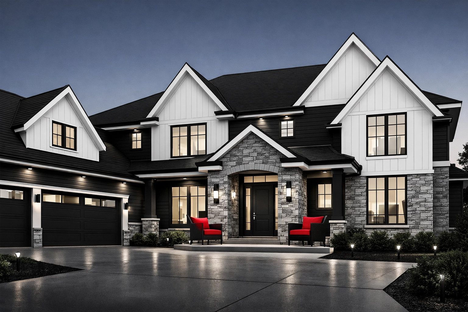 Luxury home exterior with mixed textures and professional siding installation in Chattanooga TN.