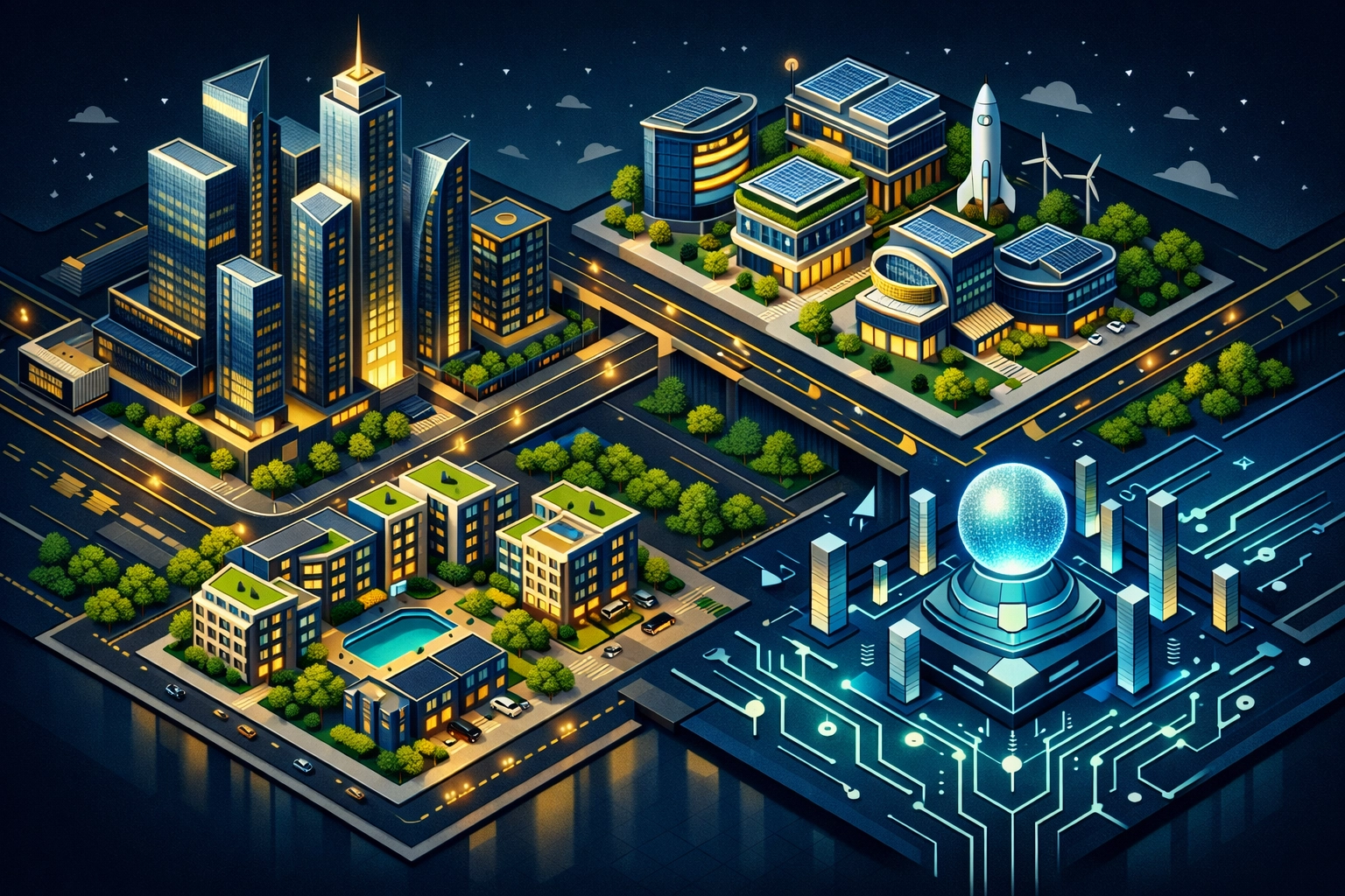 Diverse private market investment landscape showing real estate, private equity, and digital assets