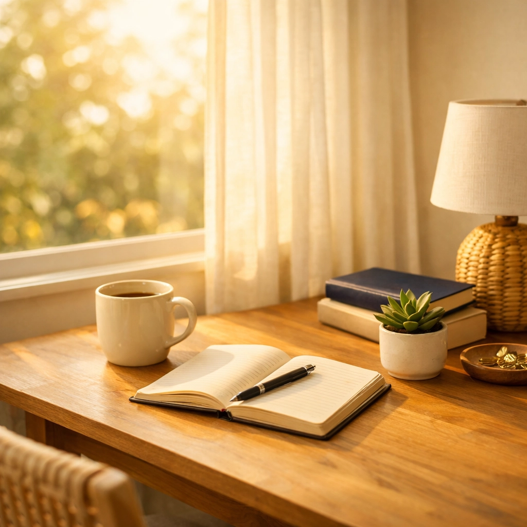 Peaceful home workspace for convenient at-home kidney health testing