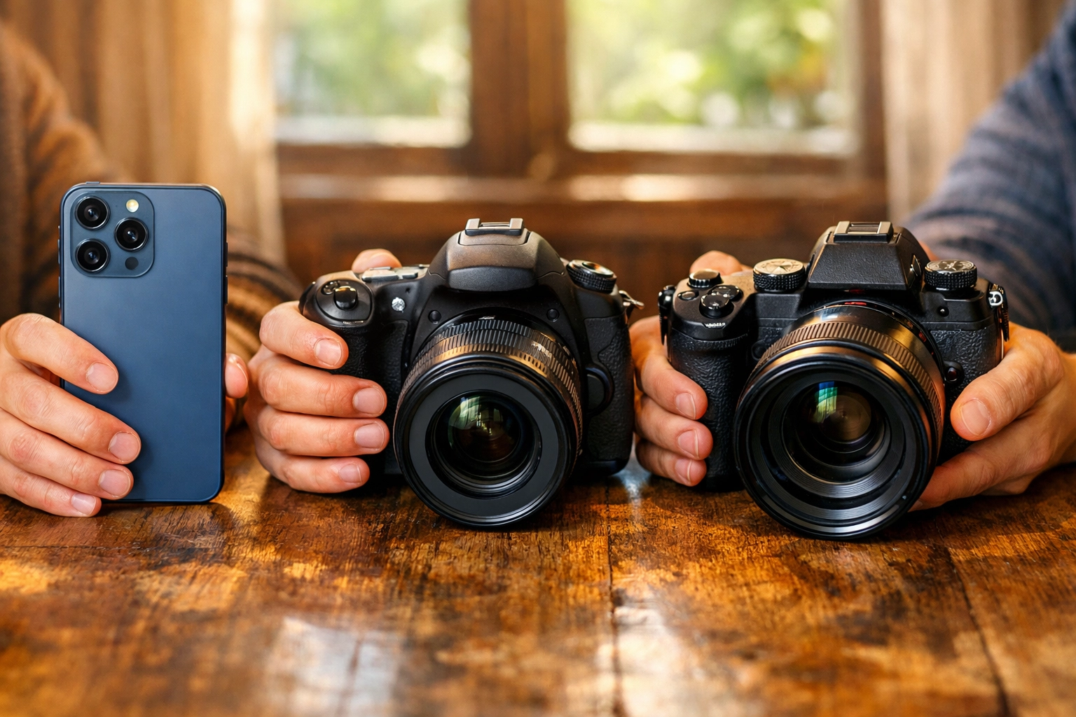 Smartphone, DSLR, and mirrorless cameras showing all equipment levels welcome