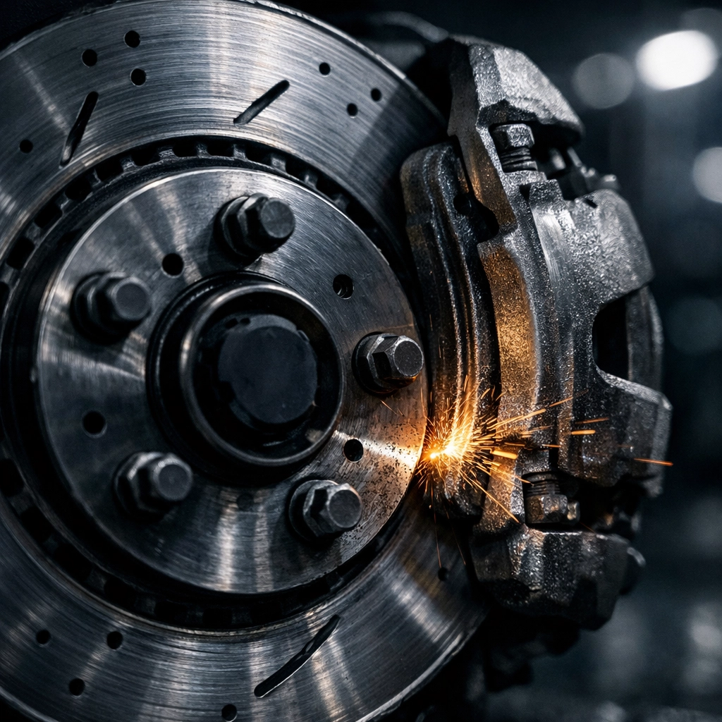 Damaged car brake rotor and caliper needing professional brake repair in Alexandria, VA.