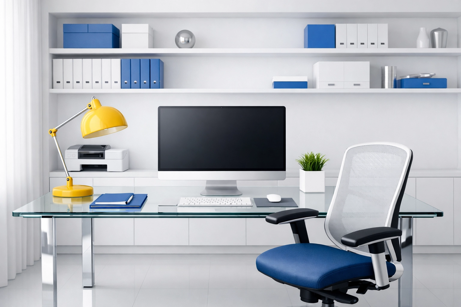 A modern and organized home office in Dunstable MA after a professional commercial cleaning service visit.