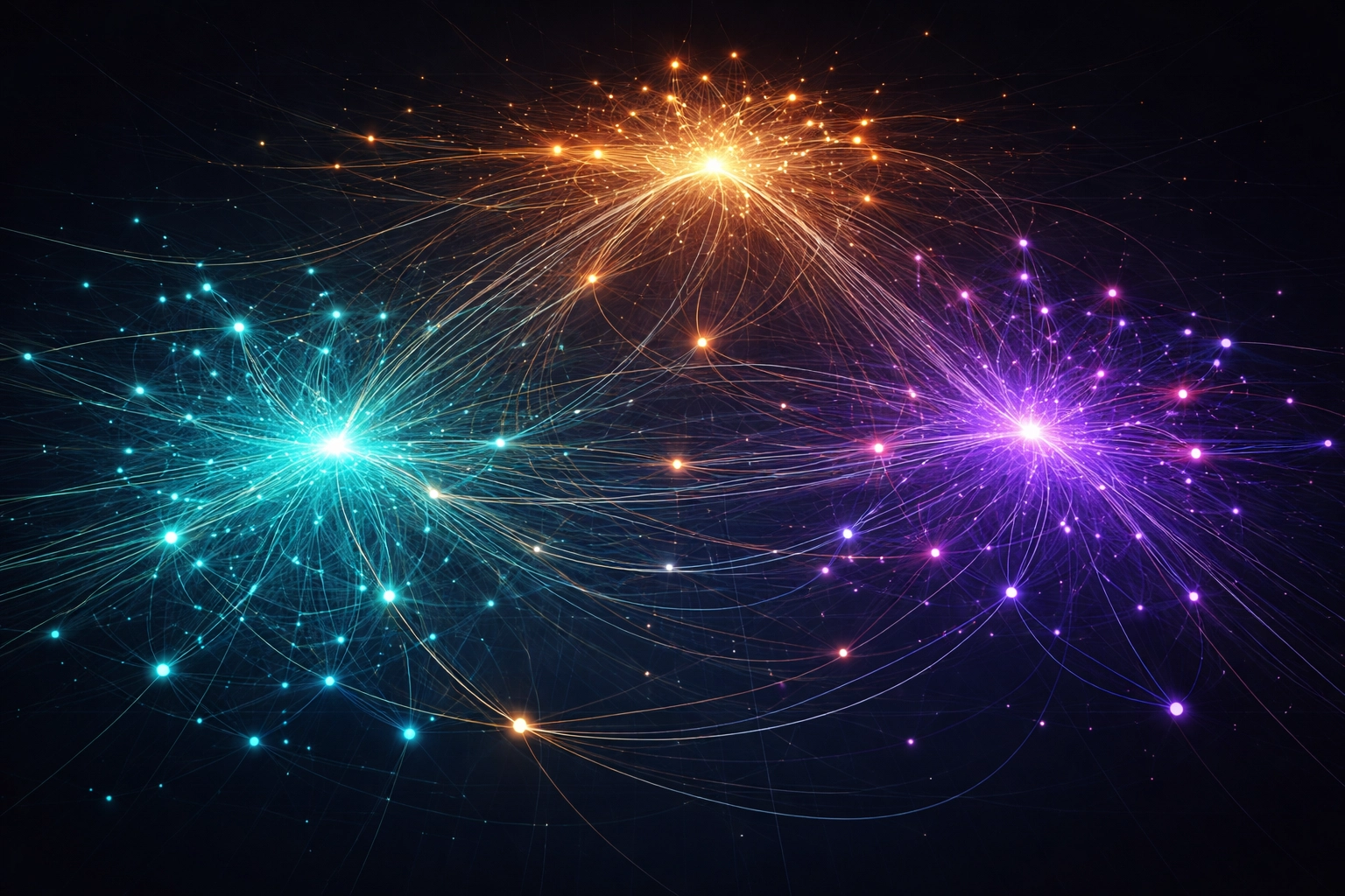 Abstract network clusters representing equities, fixed income, and alternatives for complex portfolio diversification
