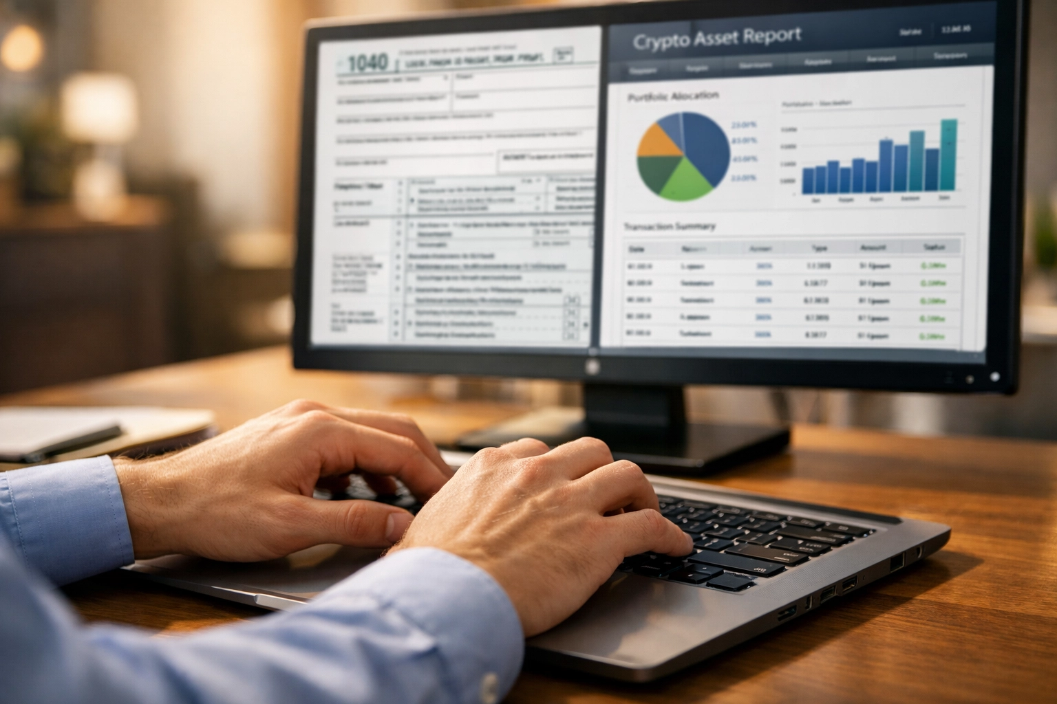 Tax professional preparing Form 1099-DA using digital asset reporting software