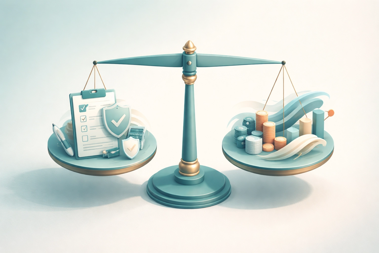 Balanced scale illustrating stable insurance reimbursement and diversified revenue streams for rehab facilities