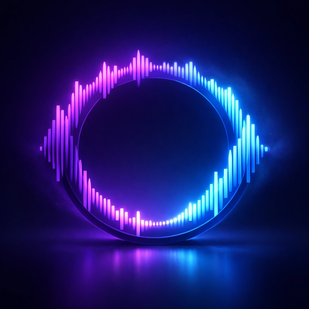 A glowing blue and purple soundwave loop, representing 24/7 AI receptionist engagement for better site rankings.