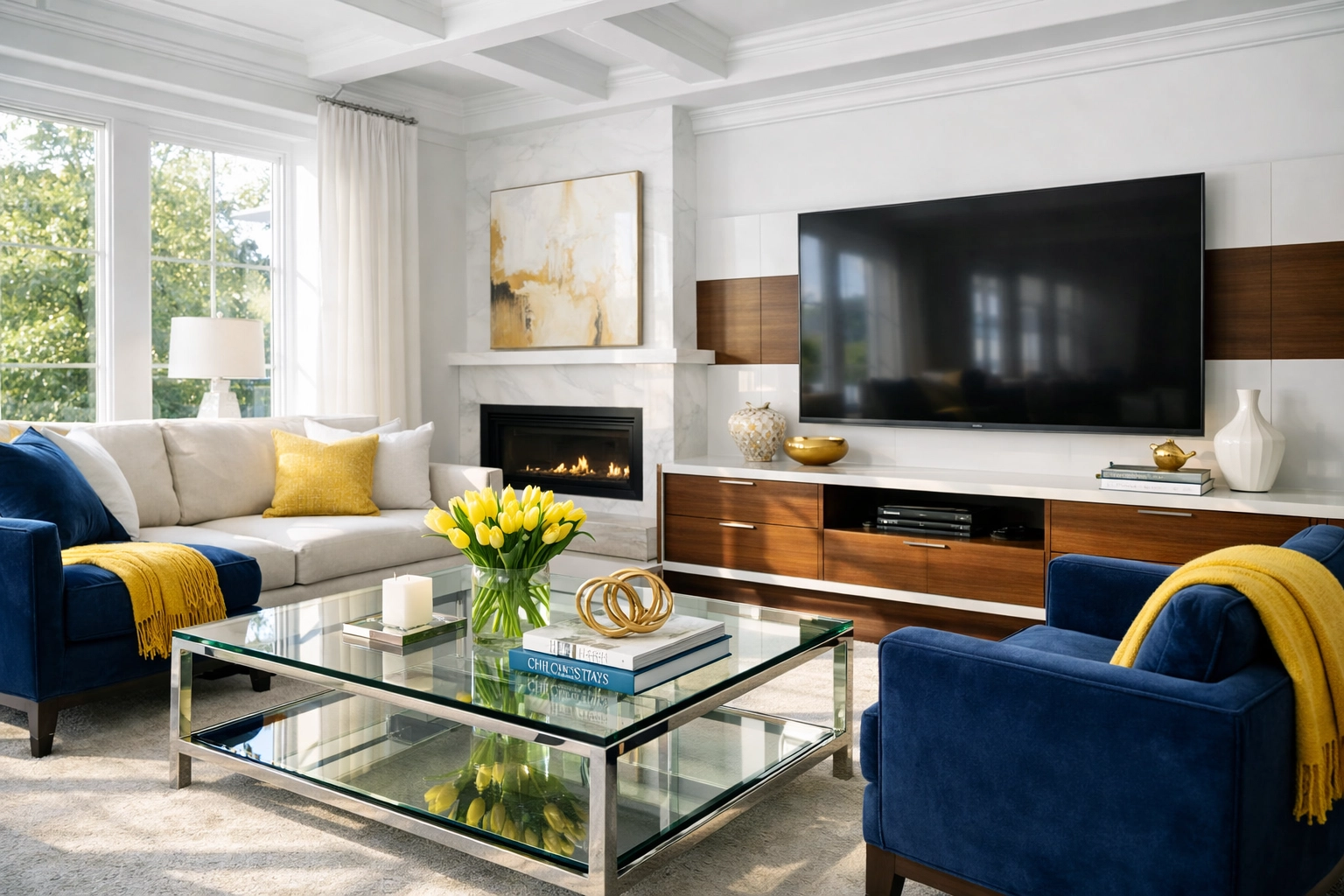 Clean and secure living room in Natick MA maintained by a professional cleaning service.