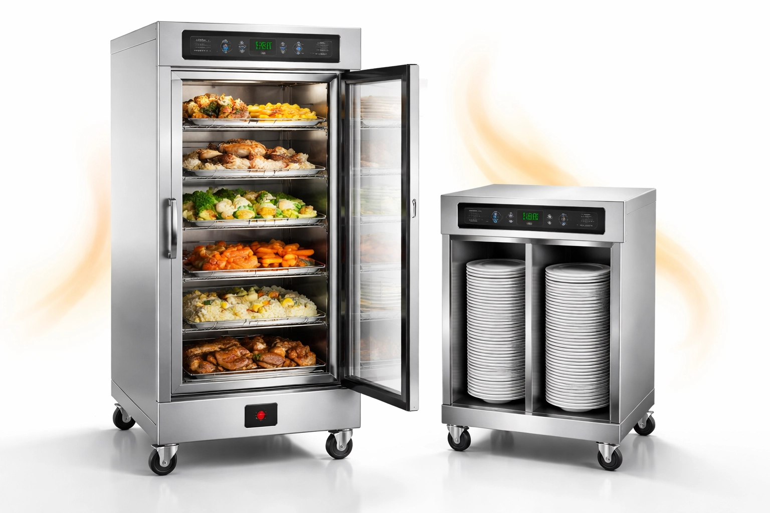Commercial food holding cabinet and plate warmer ensuring optimal food temperatures at catered celebrations
