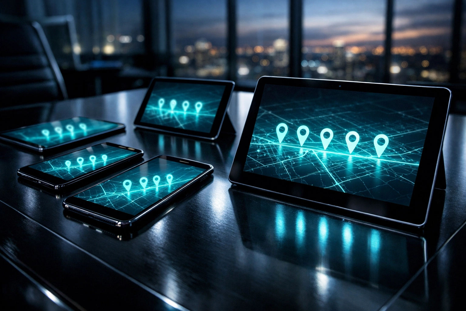 Smartphones displaying consistent business NAP data and map pins across local search listings.