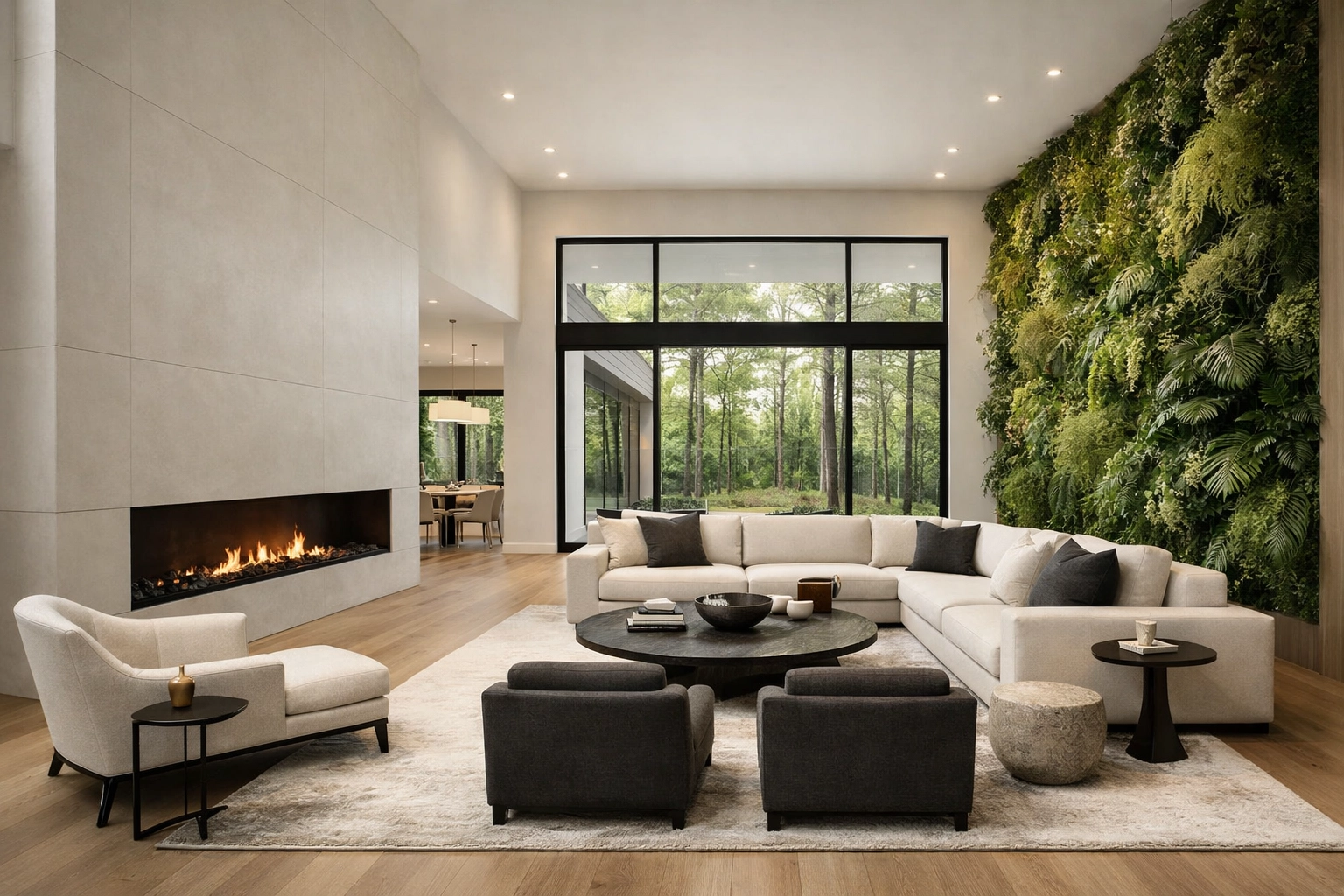 Elegant eco-friendly home designs featuring biophilic walls and luxury custom interiors in Ontario.