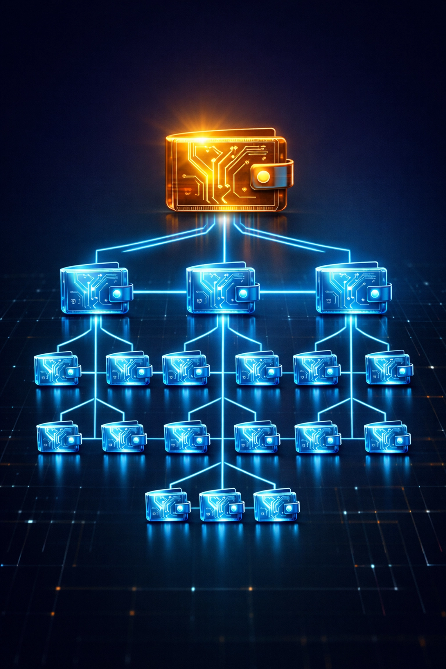 Master wallet and sub-wallet hierarchical structure for crypto payment management and merchant control