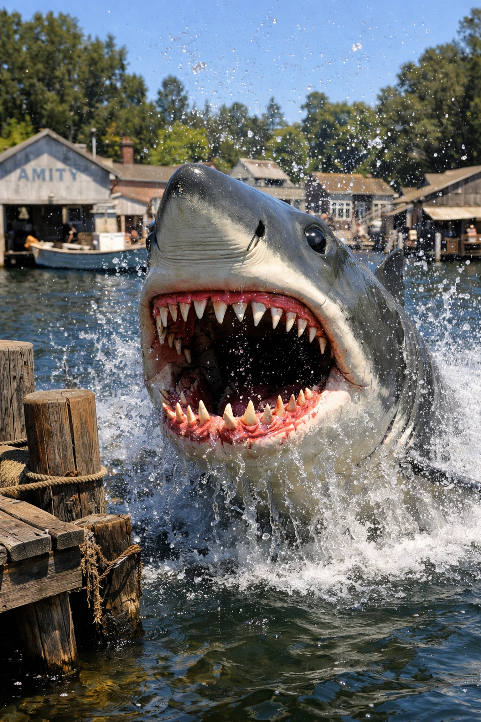 Universal Studios Hollywood Photography Guide 2026: 20 Iconic Photo Spots to Get You Started 3 Action shot of the Jaws shark at Amity Island, a classic photo spot on the iconic Studio Tour.