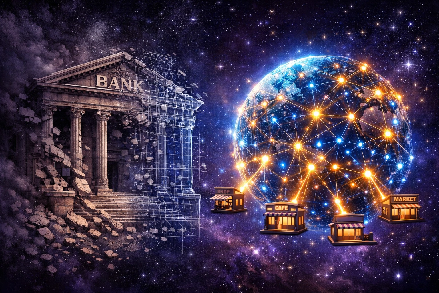 Bank-free Web3 global payments network connecting merchants directly without traditional banking