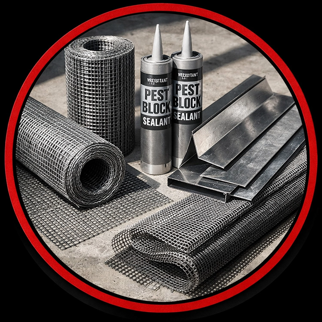Professional-grade pest exclusion materials including steel mesh and UV-resistant sealants for Arizona homes
