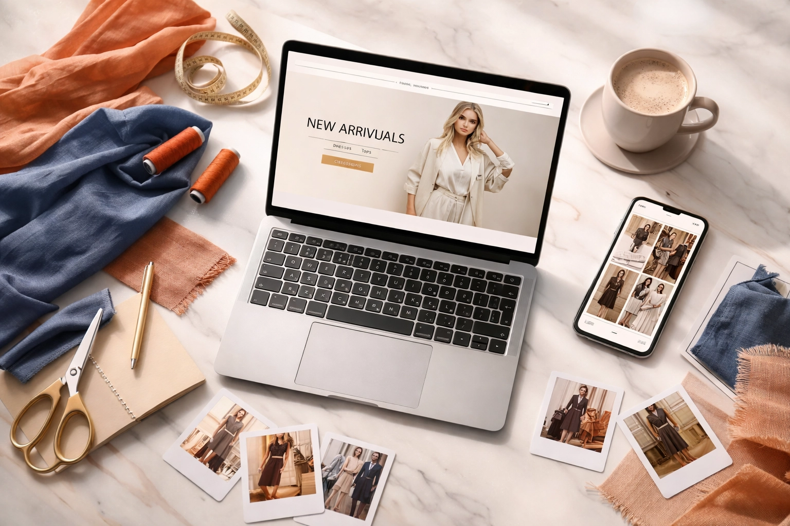 Fashion designer's digital workspace with e-commerce tools for Hispanic fashion brand outreach