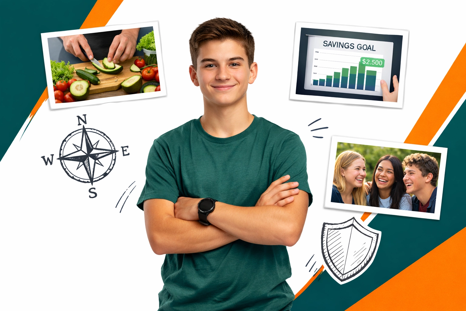 Teenage boy empowered by a complete life skills bundle for career and life success.