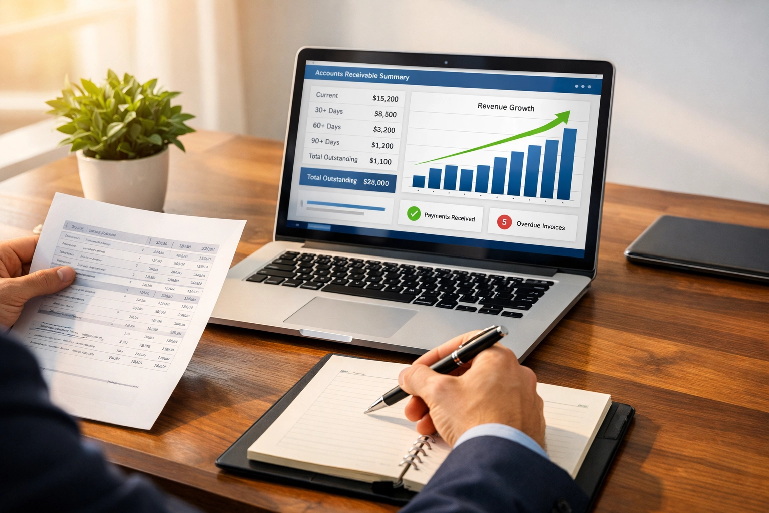 Do You Really Need In-House Therapy Billing? Here’s the Truth Expert accounts receivable management showing improved healthcare revenue and financial charts on a laptop.