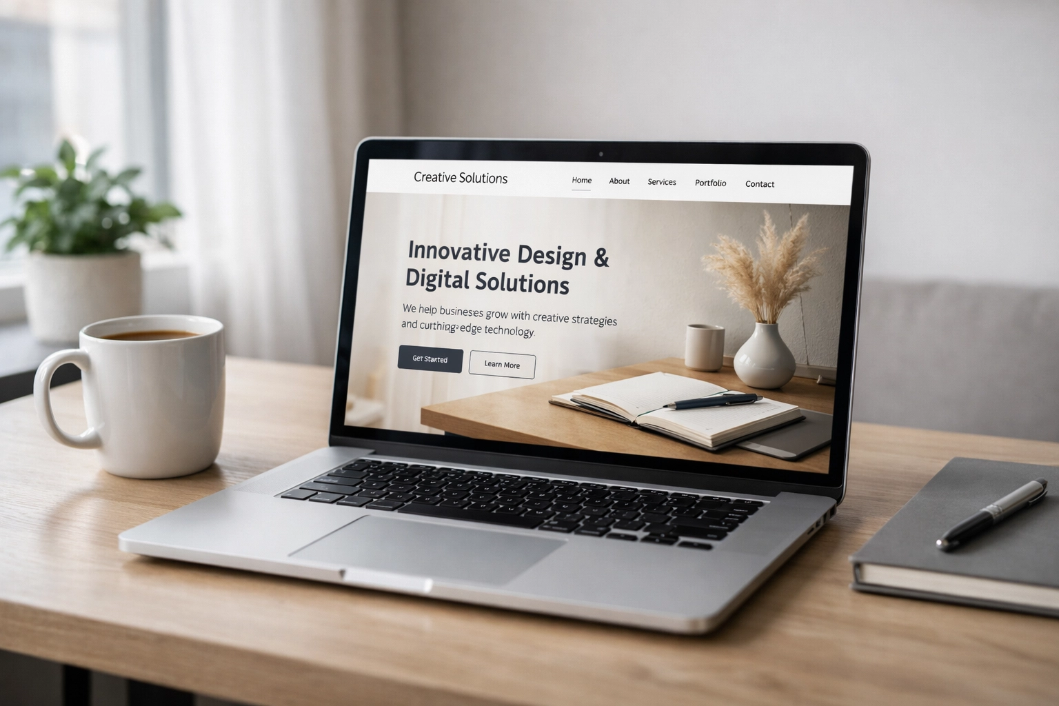 Website homepage displayed on laptop for building quality backlinks and SEO