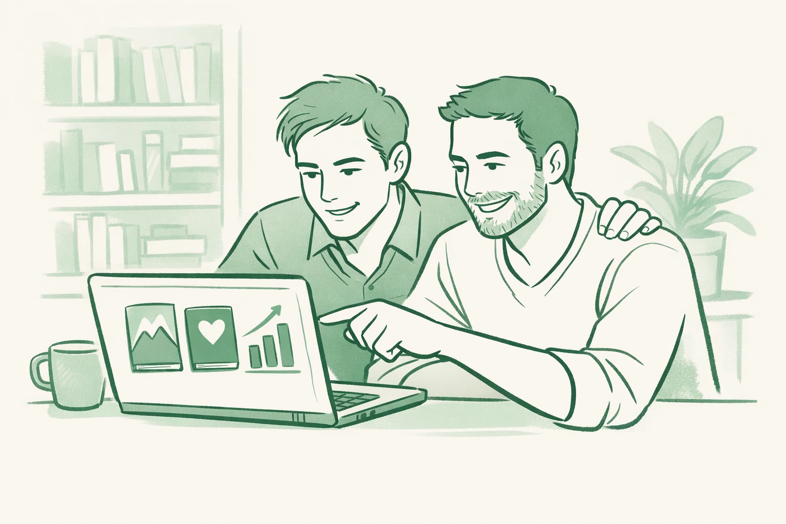 Gay romance authors reviewing sales dashboard on ReadWithPride publishing platform