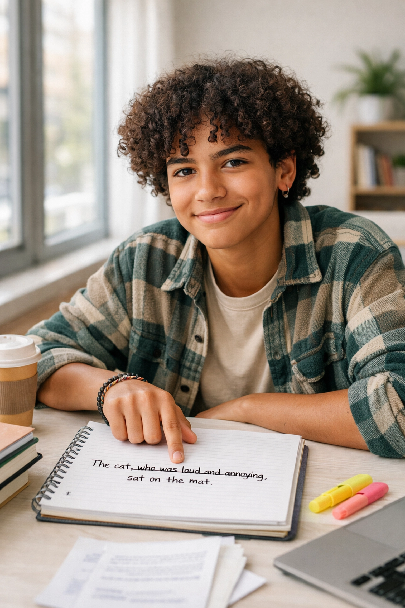 High school student practicing SAT grammar using the delete the noise technique