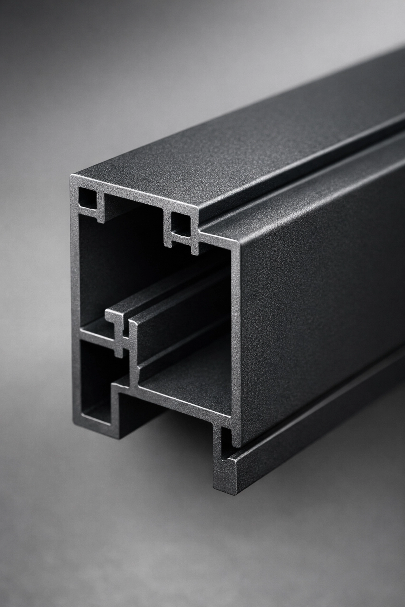 Detail eines hochwertigen, pulverbeschichteten Aluminiumprofils für eine Terrassenüberdachung.