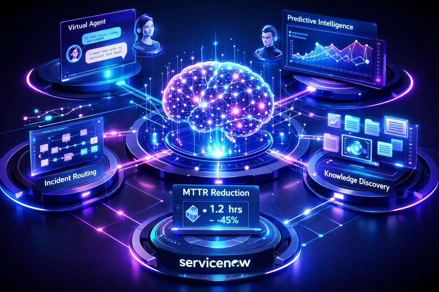ServiceNow Agentic AI command center with automated workflows and intelligent Virtual Agent capabilities