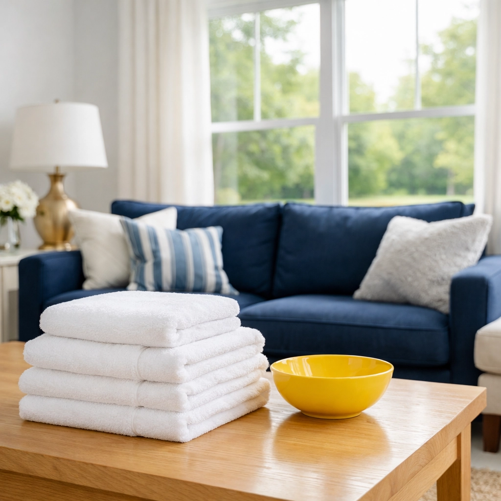 Clean and bright living room in Hamilton, MA, maintained by professional cleaners for family wellness.