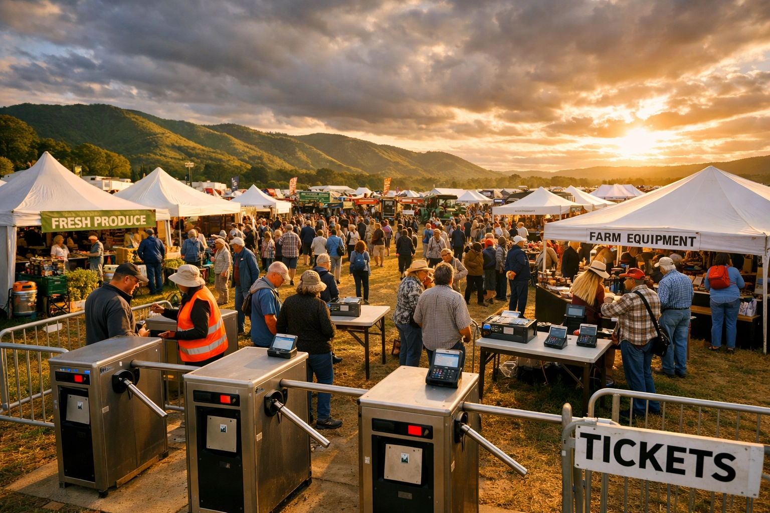 Busy outdoor agricultural show requiring reliable event WiFi and payment connectivity