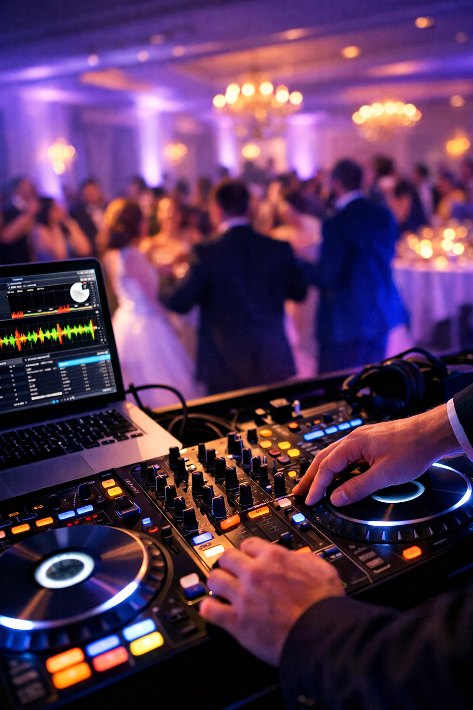 Professional wedding DJ Gold Coast mixing music at reception